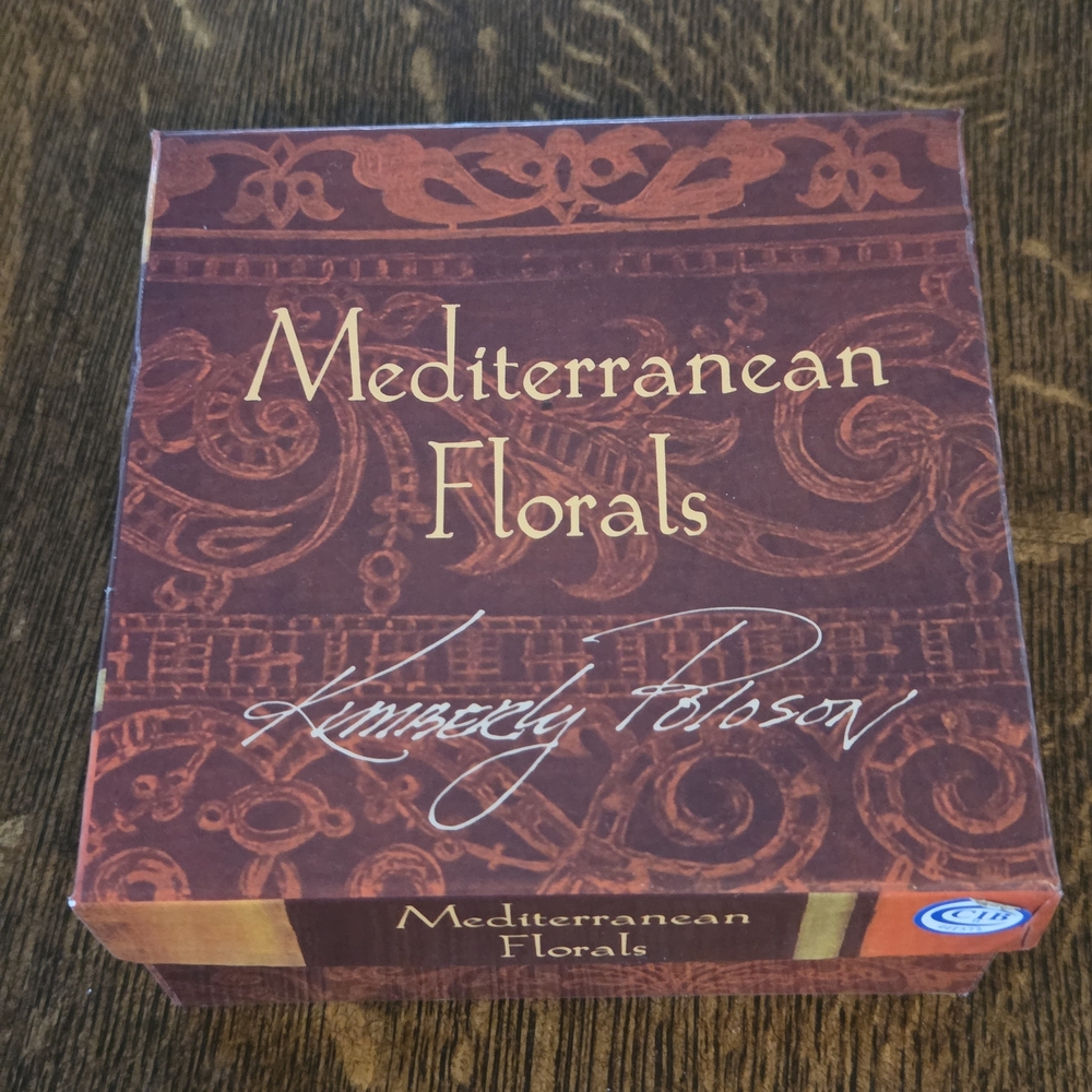 Mediterranean Florals Wine/Drink Ceramic Coaster 4 Plate Set By Kimberly Poloson